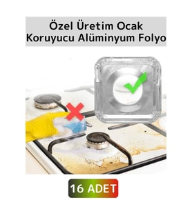 Premium Dayanıklı Uzun Ömürlü Kolay Temizlenebilir Ocak Yağ Kir Önleyici Kare Alüminyum Folyo 16Adet