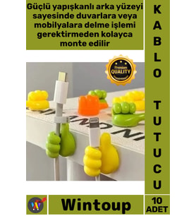 #KabloTutucu Çok Amaçlı Yapışkanlı Duvar Askısı Düzenleyici Organizer El Şekil Kablo Tutucu 10 Adet