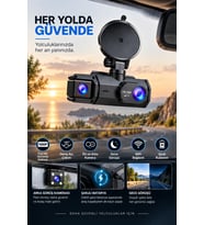 Ön Arka Kamera 1080P Full HD WiFi 180° Geniş Açı Şarjlı