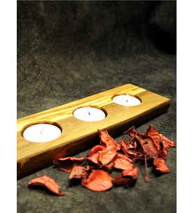 Zeytin Ağacından 3’lü Tealight Mumluk