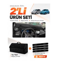 e-biz RENAULT ZOE (2012-2024) Uyumlu Torpido Örtüsü + Tay Tüyü Bagaj Çantası Seti - Siyah - RE051