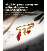 Filistin Haritası Kırmızı Rengi, Fetih Anahtarlığ Ve Kırmızı Kalıbı Üçlü Yaka İğnesi Broş A300057