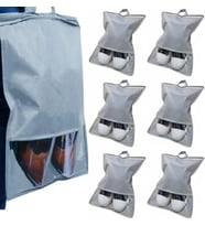 6 Adet Fermuarlı Kulplu Pencereli Ayakkabı Çantası – Saklama, Koruma ve Taşıma Çantası Hava Alan, Şeffaf Bölmeli, Dayanıklı Kumaş – 32x45 cm