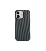 Apple iPhone 12 Uyumlu Kılıf Karbon Fiber Tasarımlı Zore Karbono Kapak (Koyu Yeşil)