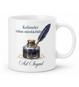 Mürekkep Hokkası Temalı Özel Baskılı Kupa Bardak Hediye Porselen Mug