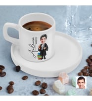 BK Gift Kişiye Özel Sunum Tabaklı Erkek Avukat Karikatürlü Kahve Fincanı-1, Sevgiliye Hediye, Aileye Hediye, Arkadaşa Hediye