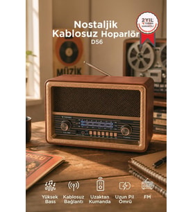 Torima Bluetooth Hoparlör Nostaljik Radyo Uzaktan Kumandalı TWS USB TF Destekli Speaker D56 Ahşap