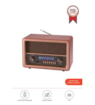 Torima D56 Ahşap Nostaljik Uzaktan Kumandalı Bluetooth Hoparlör – Radyo, USB/TF, TWS, Şarjlı