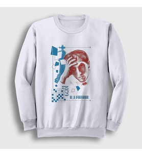 Presmono Unisex Beyaz Bobby Robert James Fischer Satranç Sweatshirt 420217tt