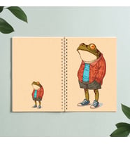 Kurbağa Karikatür Hayvan Tasarım Spiralli A5 96 Yaprak Çizgisiz Defter PYTKDT0317