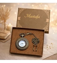 Kişiye Özel İsim Yıldız Antika Vintage Köstekli Saat Kutulu Premium Hediye