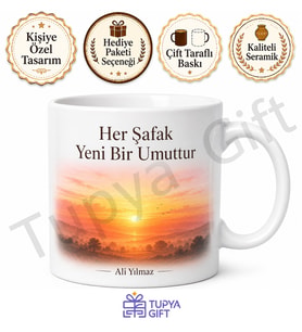 Gün Doğumu Temalı Motivasyon Baskılı Kupa Bardak Hediye