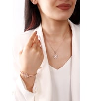 KAR TANESİ ROSE RENGİ GÜMÜŞ SET ( KOLYE  BİLEKLİK )