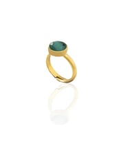 Kadir Jewellery 22 Ayar Altın Kaplama Zirkon Taşlı Kadın Minimal Yüzük (K.Yeşil)