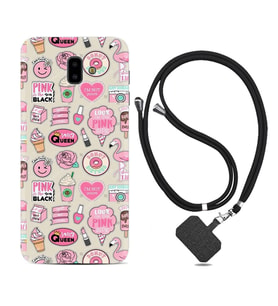 Samsung J6 Plus J7 Prime J7 Pro M20 Kılıf Boyun Askılı Silikon Donut Flamingo 1415