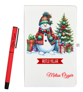 Arkadaşa Yeni Yıl Hediyesi Kişiye Özel Defter ve Roller Kalem Seti
