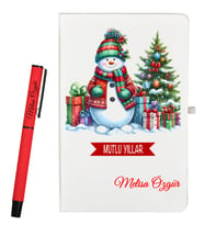 Arkadaşa Yeni Yıl Hediyesi Kişiye Özel Defter ve Roller Kalem Seti