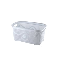 5 Parça Örgü Desenli Plastik Banyo Seti Çamaşır Sepeti Deterjanlık Klik Çöp Kovası Klozet Fırçası