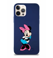 Apple iPhone 12 Pro Soft Premier Kapak Minnie Mouse-D Tasarımlı Silikon Kılıf - Lacivert (Şeffaf)