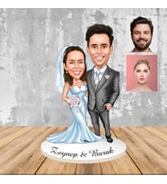 Kişiye Özel  Evlilik Modelli Hediye Ahşap Karikatür Biblo