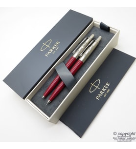 Parker Jotter Original Bordo Tükenmez Kalem + 0.5 Versatil (uçlu) Kalem Set  İsme Özel Kalem  Hediyelik Kalem