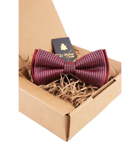 Bordo Küçük Desen Papyon P1647