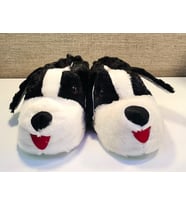 Akınal Bella H023 Unisex Köpek Figürlü Peluşlu Terlik (Siyah)