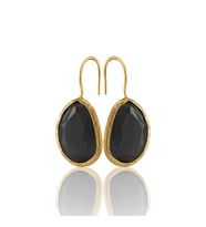 Kadir Jewellery 22 Ayar Altın Kaplama Fosil Taşlı Küpe -El İşçiliği Ve Hipoalerjenik Küpe