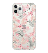 Apple iPhone 11 Pro Uyumlu Kapak Floral Kırmızı Tasarımlı Şeffaf Silikon Kılıf