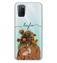 Oppo Çiçek Yüz Tasarımlı Şeffaf Telefon Kılıfı