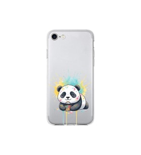 iPhone 7 ile Uyumlu Splash Panda Tasarımlı Şeffaf Silikon Kılıf