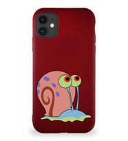 Apple iPhone 11 Soft Premier Kapak Salyangoz Gary Tasarımlı Silikon Kılıf - Mürdüm (Şeffaf)