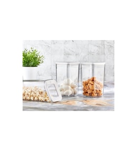 3'lü Şeffaf Kare Saklama Kabı Seti, Vakumlu, 3x1200 ml