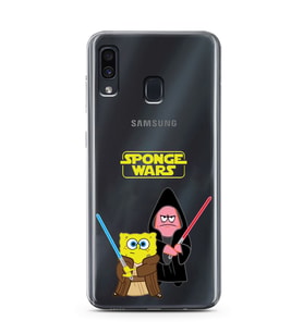 Samsung Galaxy A20/A30 Uyumlu Sunger Bob Star Wars Desenli Şeffaf Telefon Kılıfı