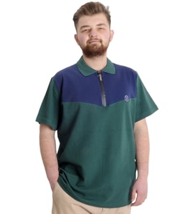 Mode XL Büyük Beden Erkek T-shirt Polo FRAGMENTED 23325 Nefti