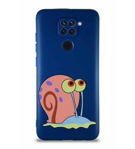 Xiaomi Redmi Note 9 Soft Premier Kapak Salyangoz Gary Tasarımlı Silikon Kılıf - Lacivert (Şeffaf)