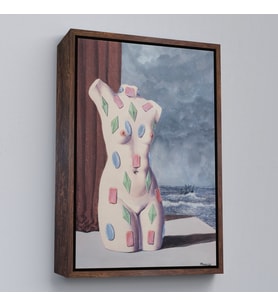 Çerçeveli Rene Magritte - Su Damlası Tablosu (Altın)