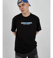 Erkek Kısa Kol Yazlık Tişört Bisiklet Yaka Baskılı Oversize T-Shirt - Siyah
