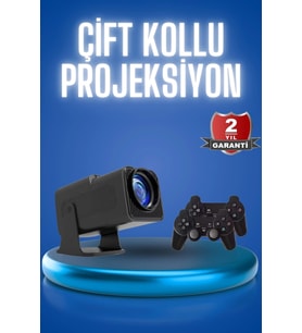 Mey İthalat® Android Projeksiyon Siyah Taşınabilir Sinema Projektörü 4k 1080p Ev Sineması Bluetooth