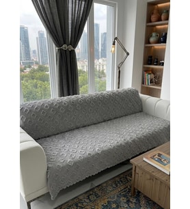 Royam Koltuk Örtüsü Çekyat Örtüsü 175 x 215 Lüks Kumaş Şönil Jakarlı Sakallı Kaymaz