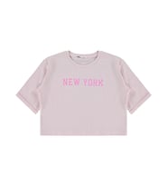 Civil Girls New York Baskılı 10-13 Yaş Tişört - Pudra