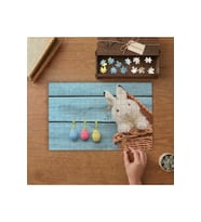 Sevimli Tavşan ve Renkli Yumurtalar Tasarımı 240 parça Ahşap Puzzle Ahşap Kutuda MP08319