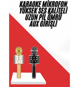 Karaoke Mikrofon Dahili Hoparlörlü Sd-usb-aux Girişli Bluetooth Hoparlör Mavi