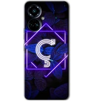 Tecno Camon 19 Pro Kılıf HD Desen Baskılı Kılıf - Dark Neon Yaprak Ç Harfi