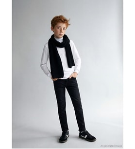 LCW Kids Siyah Beli Lastikli Polar Astarlı Erkek Çocuk Jean Pantolon