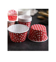 50 Adet Puantiyeli KIRMIZI Büyük Boy Pet Kapsül Cupcake Muffin Kek Vb. Kalıbı (EBAT:6,7CM X4CM X5CM)