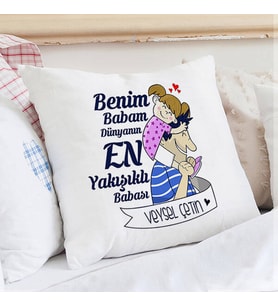 Kişiye Özel Babası ve Kızı Sevimli Yastık