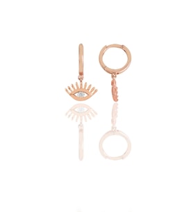 Gümüş rose zirkon taşlı kirpikli göz küpe SGTL11549ROSE