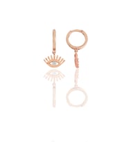 Gümüş rose zirkon taşlı kirpikli göz küpe SGTL11549ROSE