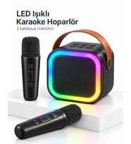 LED Işıklı Bluetooth Karaoke Hoparlör Seti